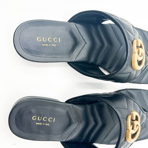 Gucci GG Marmont Matelassé Quilted Chevron Sandals EU 38.5 US 8.5 - Picture 5 of 14